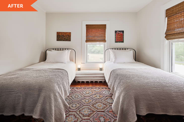 Farmhouse Bedroom Redo Twin Beds Before and After Photos